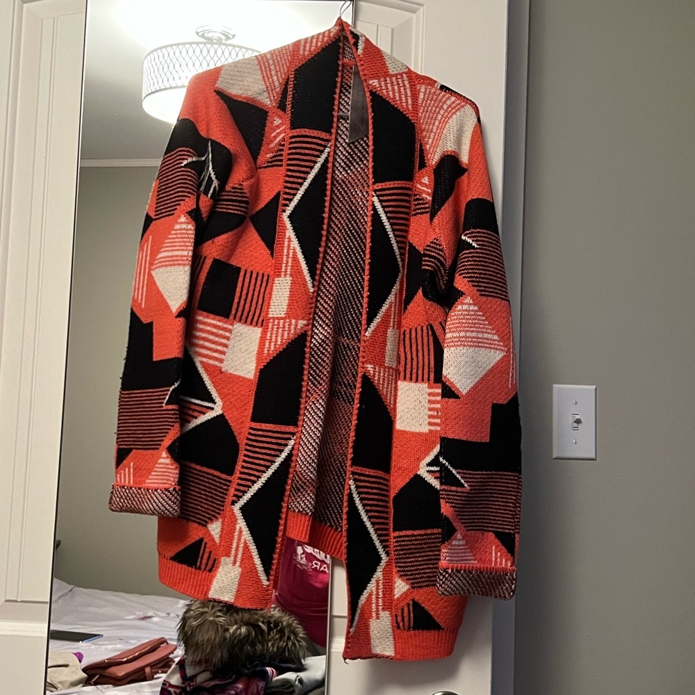 Pink Aztec Open Cardigan